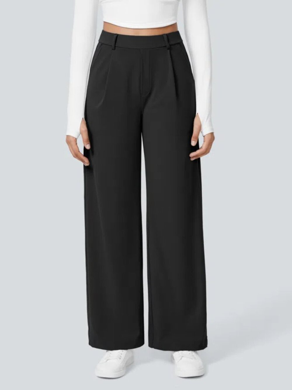 HALARA petite high waist straight pants in black (SP)